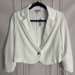 Shelby & Palmer White Cropped Blazer Jacket – Size Small – Chic & Modern